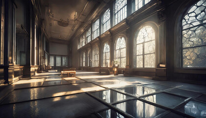 the interior of a castle