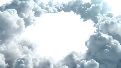 White background with clouds on the border.