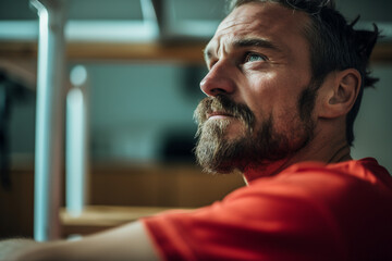 Obraz premium AI generated picture of young disabled man after trauma training in a sports gym on rehabilitation