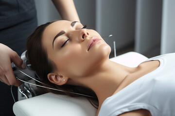 Generative ai photo image of happy relaxed smiling person enjoying professional doctor massage