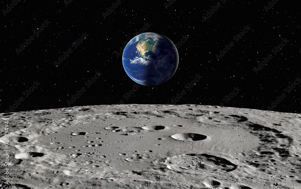 Aufkleber the earth as seen from the surface of the moon 