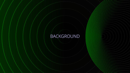 Black abstract background with green pattern, modern geometric texture, blended lines, gradient circles, space orbit	