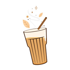 Indian hot drink vector. Indian chai icon. Chai is Indian drink. Kerala tea shop illustration vector eps. Indian Kerala roadside. Kerala tea shop line drawing. Kerala Old.