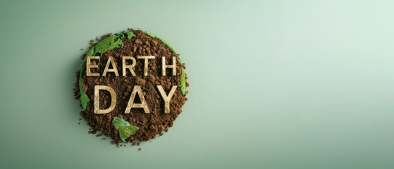 Earth Day / environment protection eco care ecology future recycling, responsibility save concept background - Close up of world globe planet made of soil, isolated on green background - obrazy, fototapety, plakaty