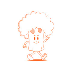 Broccoli Retro Mascot. Funny cartoon character of Broccoli.