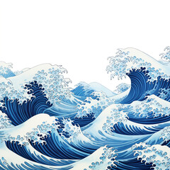 Fototapeta na wymiar Blue background with white waves created with Generative Ai