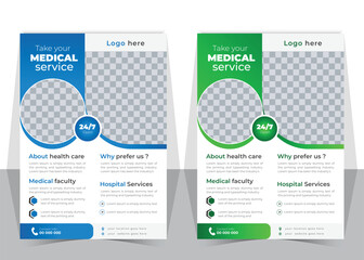 Corporate healthcare and medical flyer or poster design layout, Modern Medical flyer template design.