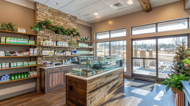 Interior of natural herbal skin care shop
