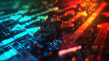 Vibrant Arrows Pointing Multiple Directions Chart Graph Data Technology