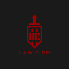 UE initial monogram for law firm with sword and shield logo image