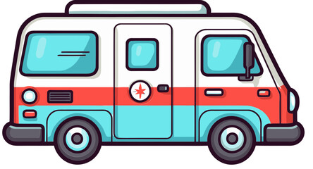 Ambulance Van in Urban Setting Vector Illustration