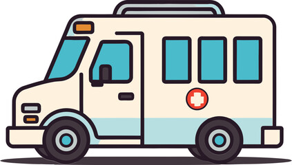 Ambulance Ambulance at Night with City Skyline Vector Illustration