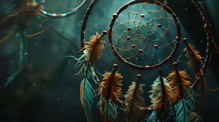 Surrender to the soothing embrace of a dream catcher, its gentle feathers and intricate weave exuding a sense of serenity against a seamless canvas, invoking visions of peaceful slumber.