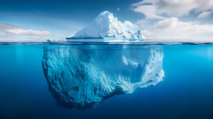 Fototapeten showcasing the colossal size of an iceberg with a significant portion submerged under the ocean © Rattanachat
