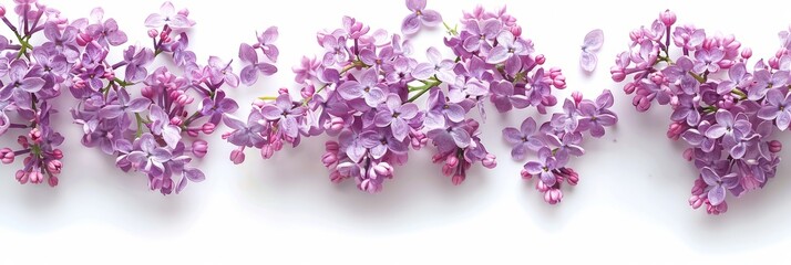 Lilac branches on a white background, spring flowers