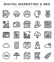 Digital Marketing & SEO icons Pack. Lineal icons set. Digital Marketing & SEO collection set.