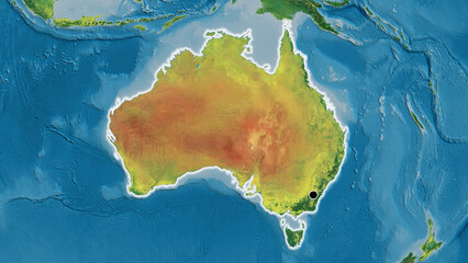 Shape of Australia. Glowed. Topographic.