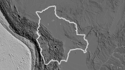 Shape of Bolivia. Glowed. Bilevel.