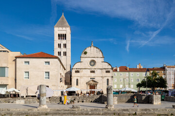 Roman forum of the beautiful Croatian city of Zadar, Benedictine Monastery of St....