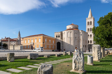 Roman forum of the beautiful Croatian city of Zadar, Benedictine Monastery of St....