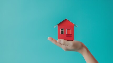 Fototapeta na wymiar Close-Up of Hand with Miniature House