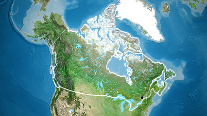 Shape of Canada. Glowed. Satellite.