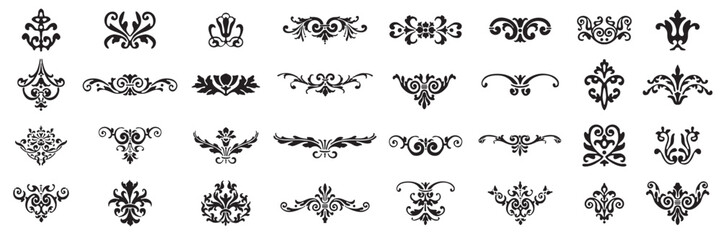 Vector set: vintage calligraphic design elements and page decoration for retro design with old ornaments. - 758147775