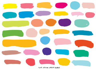 Cute vector speech bubble colorful set,Hand drawn set of speech bubbles with handwritten for book ,card, business, poster design. Vector illustration design for fashion fabrics, textile graphics