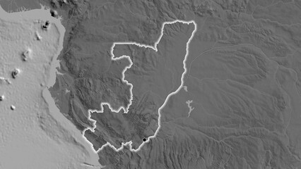Shape of Republic of the Congo. Glowed. Bilevel. © zelwanka
