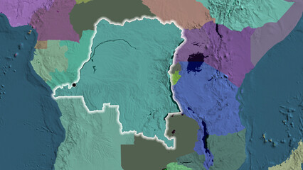 Shape of Democratic Republic of the Congo. Glowed. Administrative.