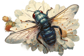 Beautiful illustration cicada made watercolor - obrazy, fototapety, plakaty