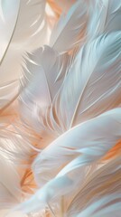 Light-colored feathers symbolizing peace and calming rhythms - obrazy, fototapety, plakaty