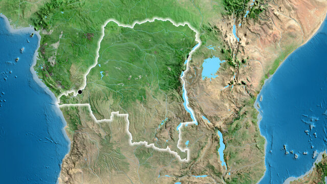 Shape of Democratic Republic of the Congo. Glowed. Satellite.