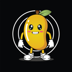 cute mango cartoon black background