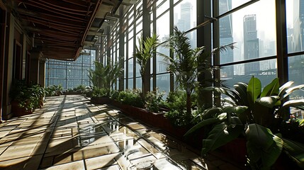 Urban Oasis: Exploring an Avant-garde Rooftop Garden with Geometric Design.
