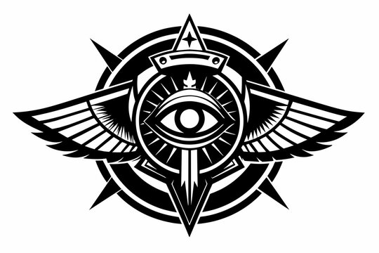 warhammer horus eye , black and white