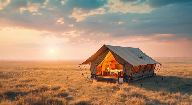 tent in the grassland footage