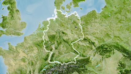 Shape of Germany. Glowed. Satellite. © zelwanka