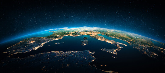 Europe Mediterranean city lights