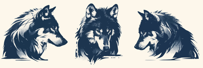 Wolf head emblem - obrazy, fototapety, plakaty