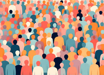 Crowd of people in different color and ethnicity. Vector illustration. Multiculturalism.	
