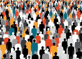 Naklejka premium Crowd of people in different color and ethnicity. Vector illustration. Multiculturalism. 
