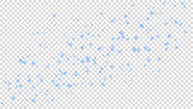 Blue Particles Flying on White Transparent Background, Ready For PNG, Vector Illustration