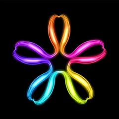 Colorful Clover Star Light on Dark Background, Vector Illustration