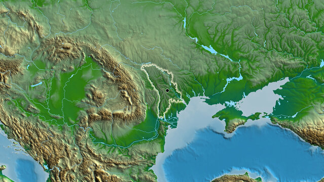 Shape of Moldova. Glowed. Physical.