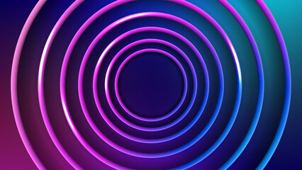 Abstract 3D Round Lines Loop on Blue Background, Vector Illustration