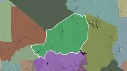 Shape of Niger. Glowed. Administrative.