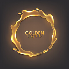 Glowing and Turbulent Golden Liquid, Vector Illustration