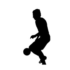 Silhouettes of people playing football with transparent background