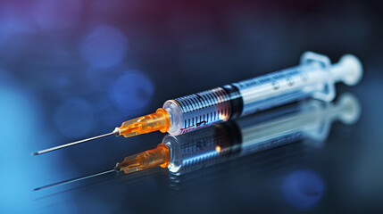 New medical insulin syringe with needle . Generative ai - obrazy, fototapety, plakaty